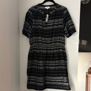 LOFT Black and White Striped Mini Dress